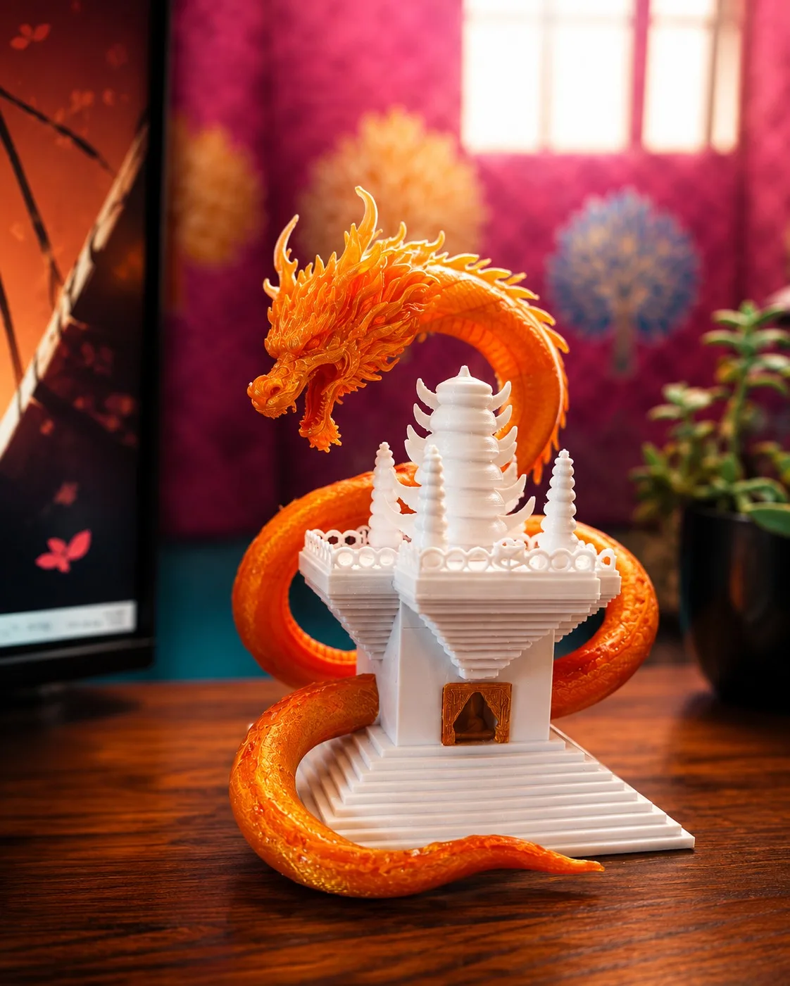 Dragon and temple sculpture